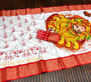 Red Devi – Durga Puja Special Soft Silk Saree with Digital Print SA825-1047