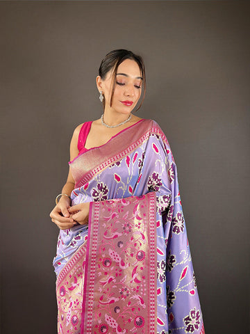 Soft Silk Saree with All-Over Patola Weaving & Contrast Border SA625-784