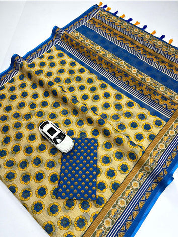 Linen Digital Printed Saree with Fumka (latakan)SA725-866