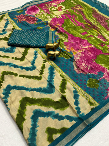 Vibrant Shibori Mangalagiri Saree with Traditional Kalamkari Pallu SA1025-1274