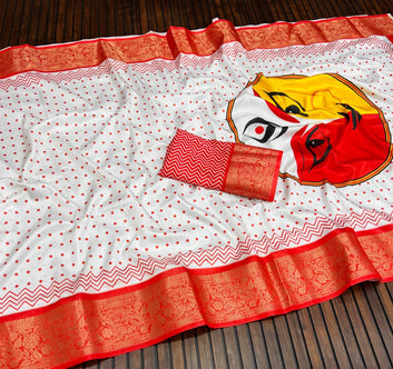 Red Devi – Durga Puja Special Soft Silk Saree with Digital Print SA825-1048