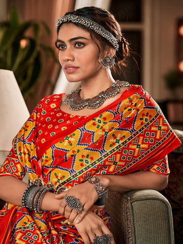Tusser Bandhani Patola Print & Lagadi Patta Pallu SA225-303