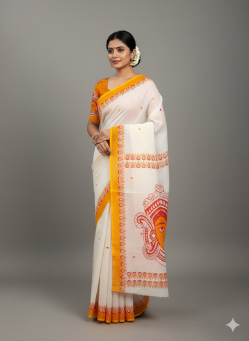 Red Devi – Durga Puja Special Linen Saree  SA825-1136