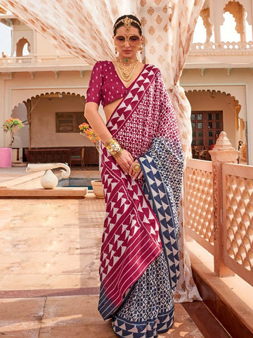 Patola Silk Saree with Traditional Classic Design & Aqua Finish SA625-793