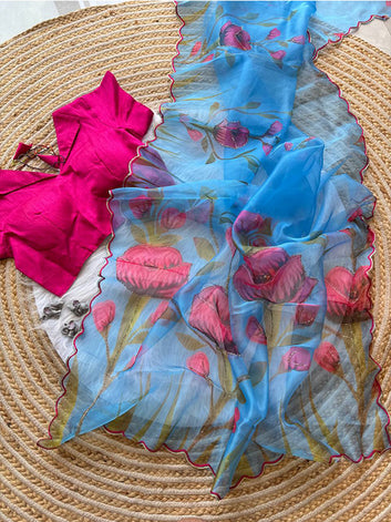 Organza Saree with Multi Handwork – Sequins, Viscose Dori & Hand Cutdana Detailing SA625-744