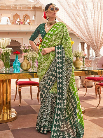 Patola Silk Saree with Traditional Classic Design & Aqua Finish SA625-793