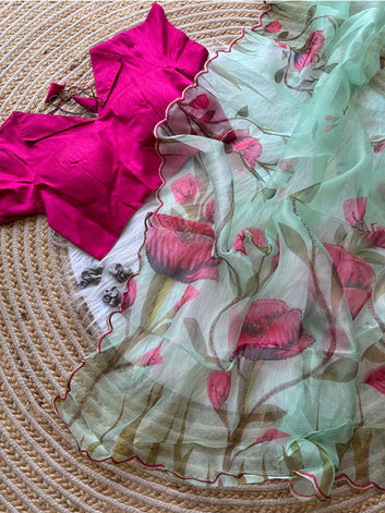 Organza Saree with Multi Handwork – Sequins, Viscose Dori & Hand Cutdana Detailing SA625-745