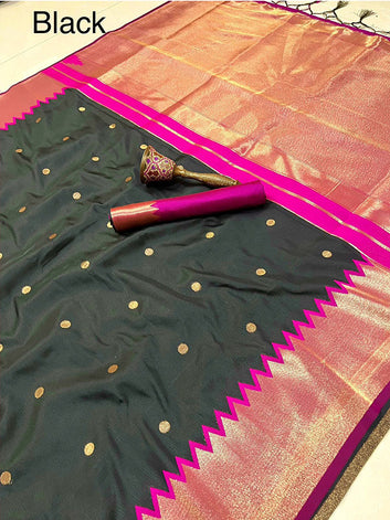 Heavy Banarasi Silk Saree with Gold Zari & Contrast Blouse SA625-826