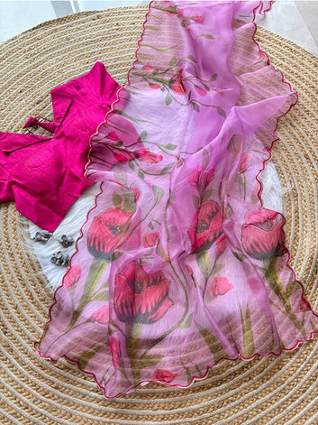 Organza Saree with Multi Handwork – Sequins, Viscose Dori & Hand Cutdana Detailing SA625-746