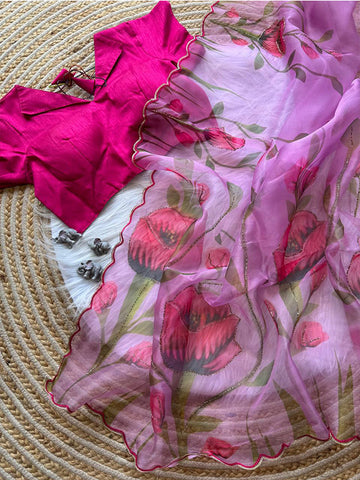 Organza Saree with Multi Handwork – Sequins, Viscose Dori & Hand Cutdana Detailing SA625-746