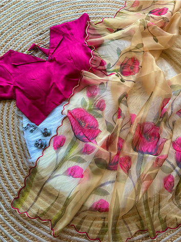 Organza Saree with Multi Handwork – Sequins, Viscose Dori & Hand Cutdana Detailing SA625-747