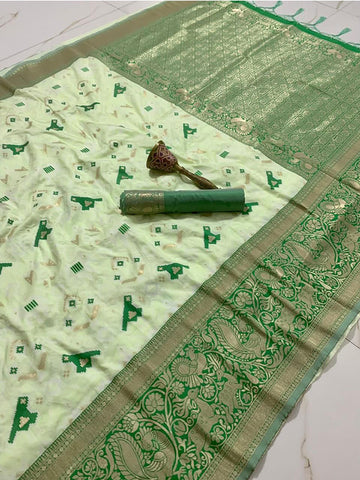 Pure Patola Silk Saree with Original Meenakari & Heavy Zari Contrast Border SA625-778