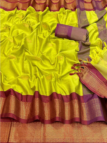 Affordable Rate Cotton Silk Sari with weaving Zari SA125-277