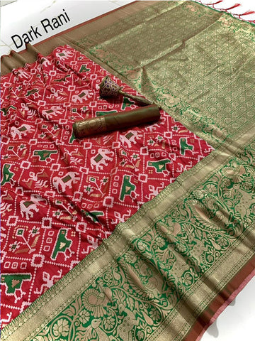 Pure Patola Silk Saree with Original Meenakari & Heavy Zari Contrast Border SA625-780