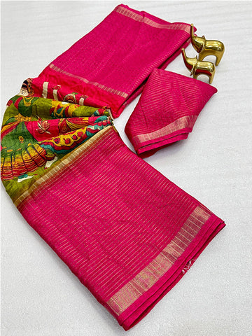 Kalamkari Charm in Benny Chex Silk With Gorgeous Zari Border SA425-489