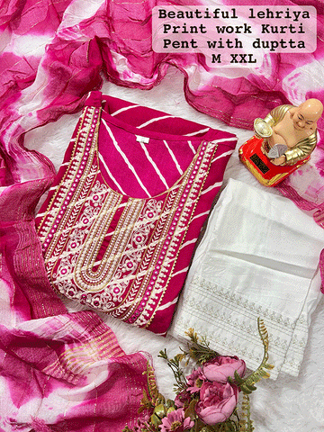 Handcrafted Kurti with Pant & Dupatta || SA325-514