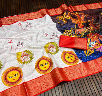 Red Devi – Durga Puja Special Soft Silk Saree with Digital Print SA825-1053