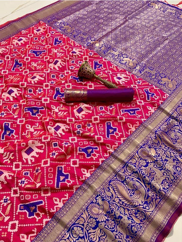 Pure Patola Silk Saree with Original Meenakari & Heavy Zari Contrast Border SA625-782