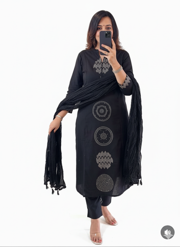 Ready-to-Stitch Embroidered Cotton Suit Set || SA925-1244