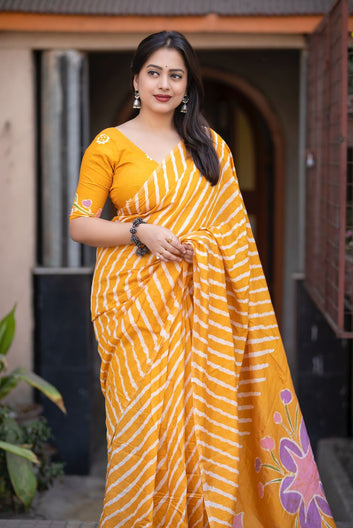 Premium Chanderi Cotton Hand Batik Saree SA725-898