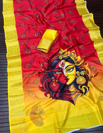 Divine Durga Puja Drape – Silk Elegance SA825-935