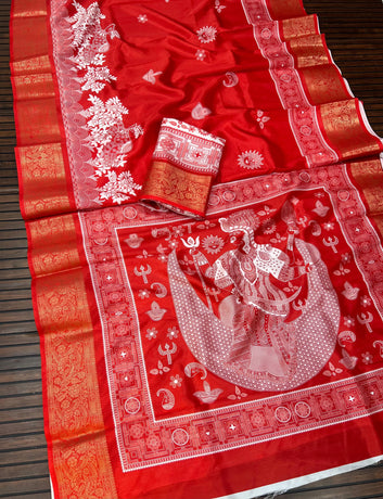 Divine Durga Puja Drape – Silk Elegance SA825-940