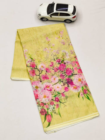 Linen Digital Printed Saree SA825-1362
