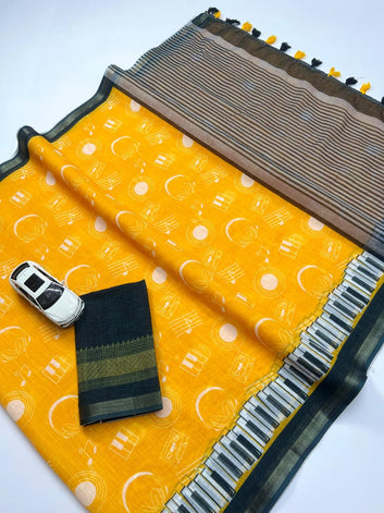 Linen Digital Printed Saree SA825-1368