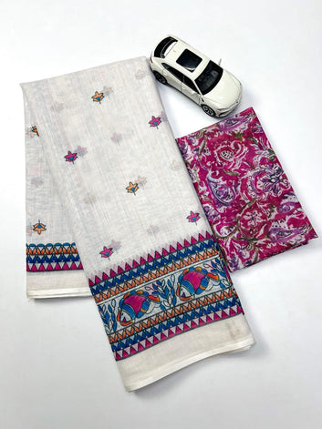 Linen Digital Printed Saree SA825-1372