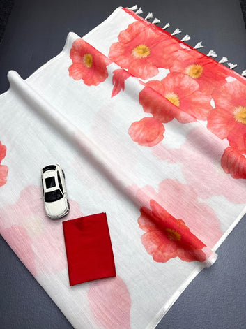 Linen Digital Printed Saree SA825-1374