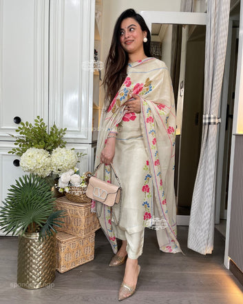 Abstract Summer Muslin Kurta Pant Dupatta Set|| SA925-1123