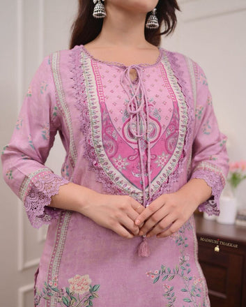 Lilac Muslin Pakistani Suit with Digital Print|| SA925-1119