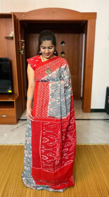 Ajrakh Style Linen Digital Printed Saree SA825-1205