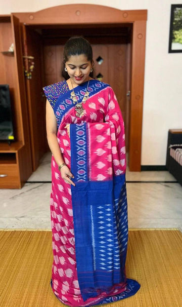 Ajrakh Style Linen Digital Printed Saree SA825-1207