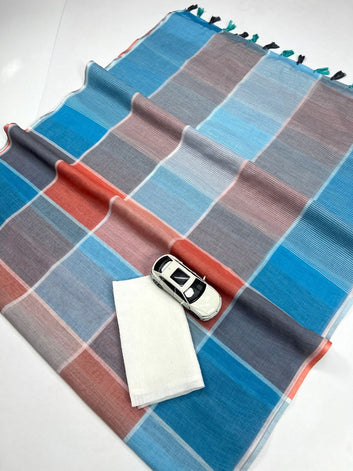 Ajrakh Style Linen Digital Printed Saree SA825-1213