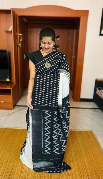 Ajrakh Style Linen Digital Printed Saree SA825-1218