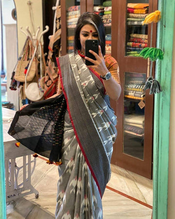 Ajrakh Style Linen Digital Printed Saree SA825-1222