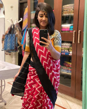 Ajrakh Style Linen Digital Printed Saree SA825-1236