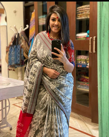 Ajrakh Style Linen Digital Printed Saree SA825-1237