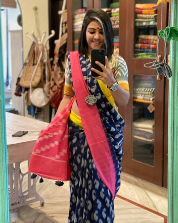 Ajrakh Style Linen Digital Printed Saree SA825-1241