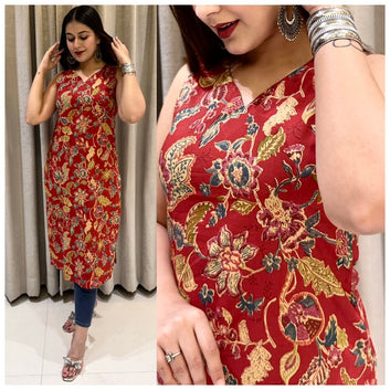 Sleeveless Cotton Printed Kurti – Regular & Office Wear | Sizes M-XXL SA925-1249