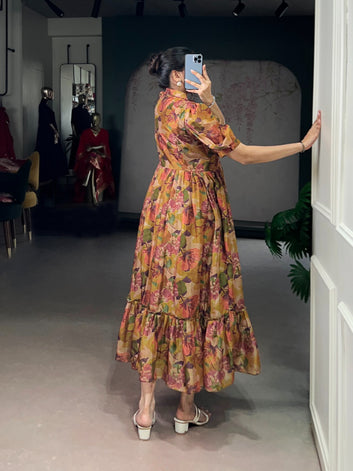 Floral Organza Stitched Frock – 4 Mtr Flare with Micro Crepe Lining SA925-1256