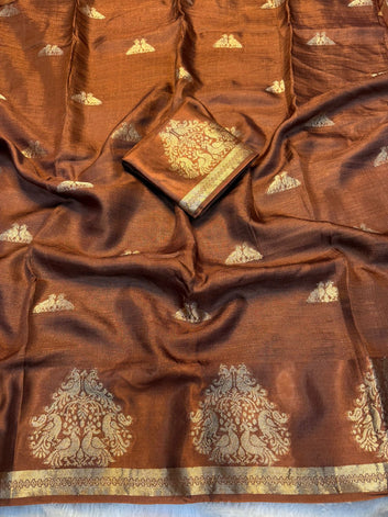 Rich Viscose Saree with Elegant Golden Zari Deer Border SA1025-1326