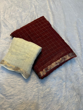 Pure Viscose Chinon Saree with Contrast Viscose Blouse SA1025-1328