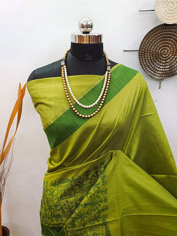 Banglori Handloom Raw Silk Kalamkari Sari SA125-082