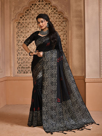 Traditional Kalamkari Raw Silk Sari with Rich weaving Pallu SA125-091