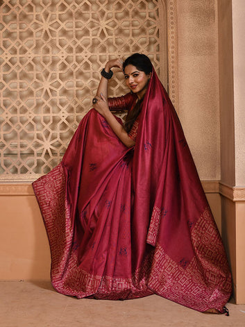 Traditional Kalamkari Raw Silk Sari with Rich weaving Pallu SA125-084