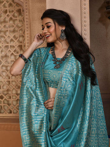 Traditional Kalamkari Raw Silk Sari with Rich weaving Pallu SA125-086