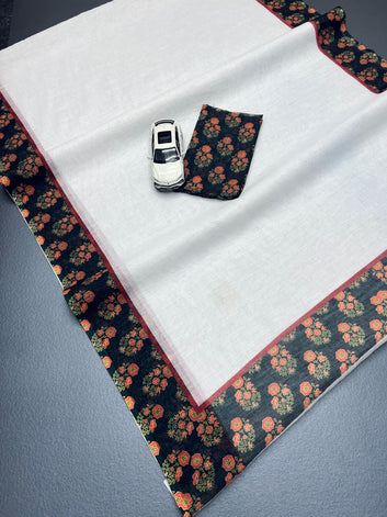 Celebrate Onam in Grace – Traditional Linen digital print Saree SA825-918