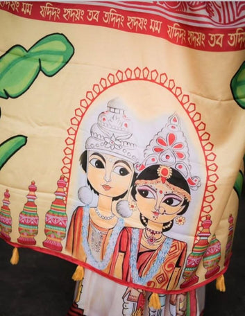 Red Devi – Durga Puja Special LinenSaree with Digital Print SA825-977